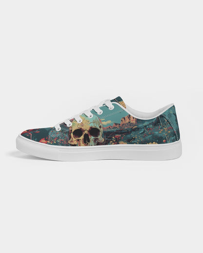 Skull in flower valley Men's Faux-Leather Sneaker