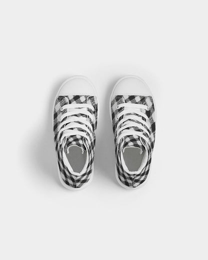 Black and White Houndstooth Kids Hightop Canvas Shoe