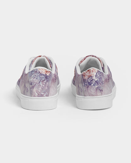 Skull with Pastel Roses Women's Faux-Leather Sneaker