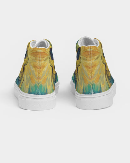 Van Gogh Painting Skull Women's Hightop Canvas Shoe