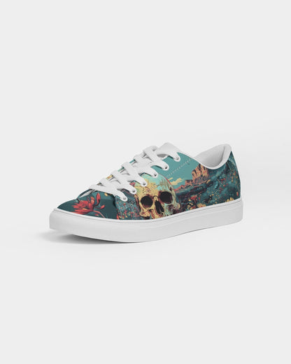 Skull in flower valley Men's Faux-Leather Sneaker