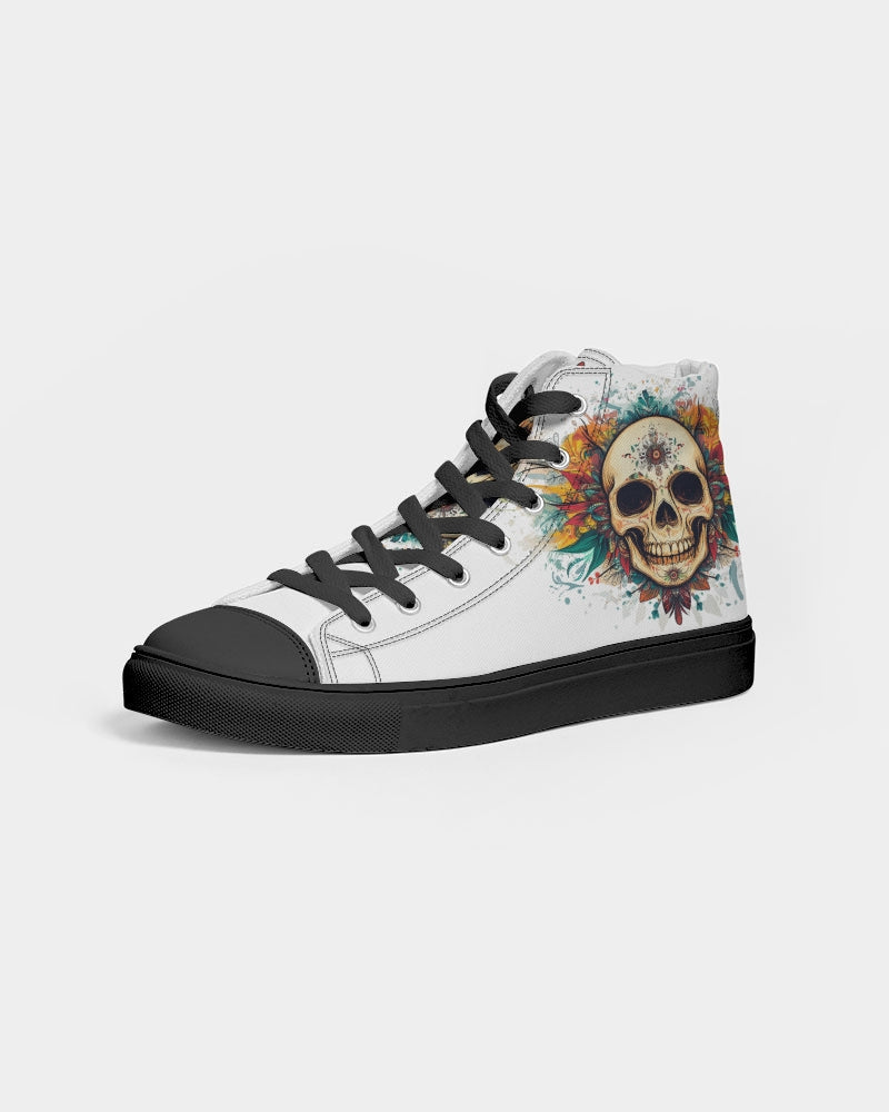 boho skull Men's Hightop Canvas Shoe - Black