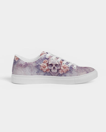 Skull with Pastel Roses Women's Faux-Leather Sneaker