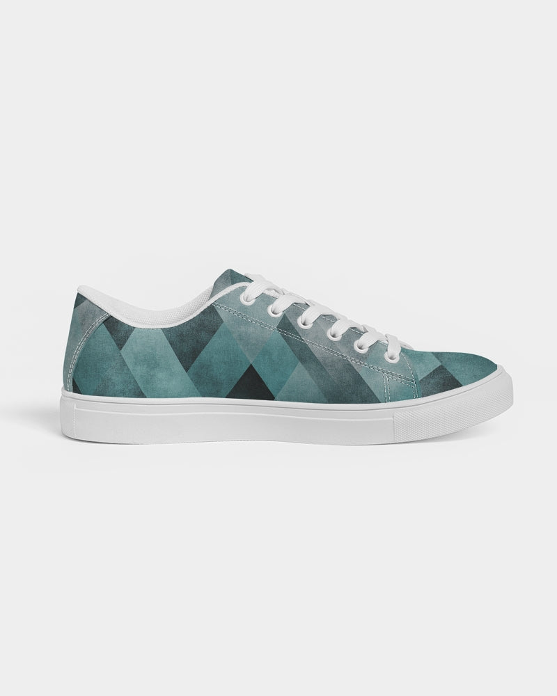 Teal Geometric Women's Faux-Leather Sneaker