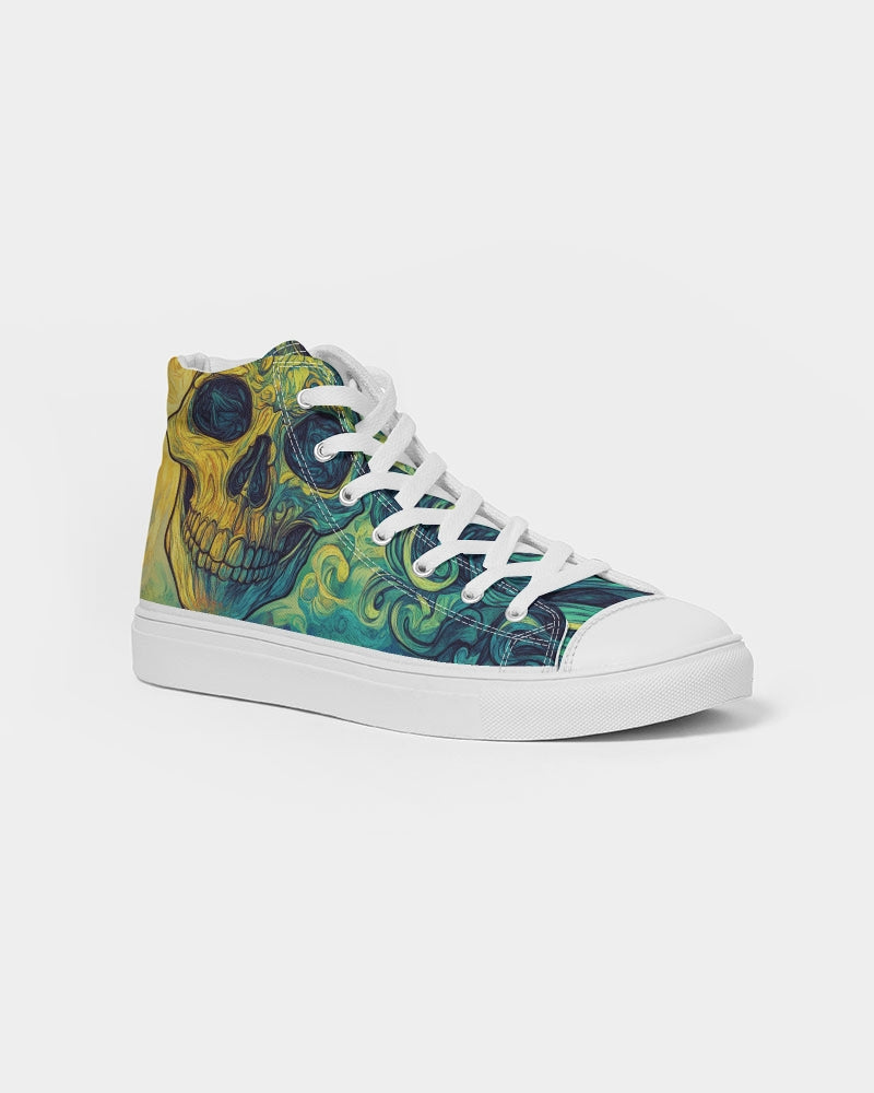 Van Gogh Painting Skull Women's Hightop Canvas Shoe