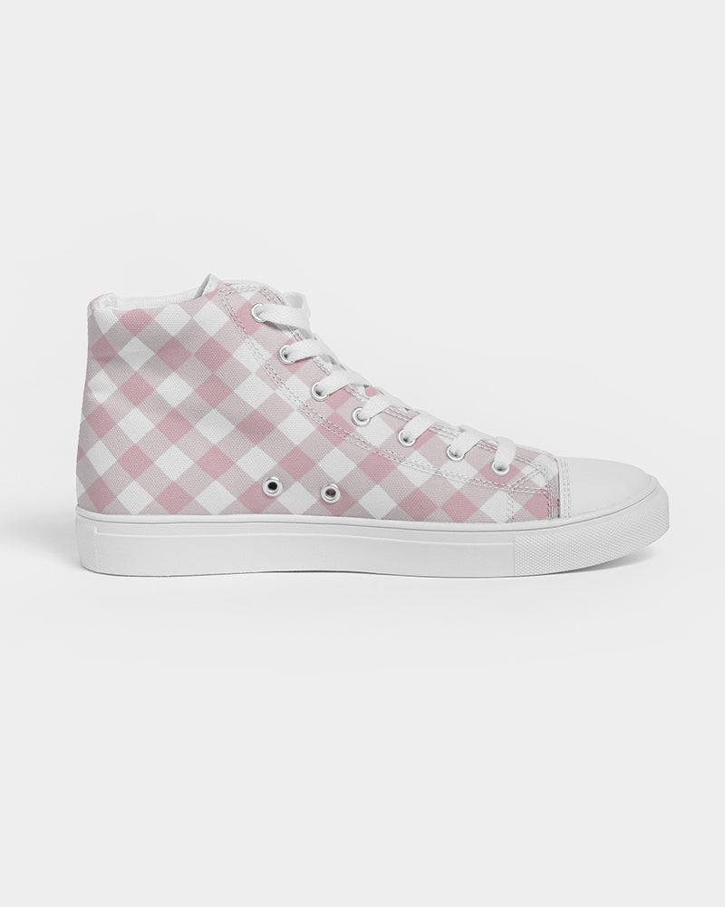 Baby Pink Handtooth Women's Hightop Canvas Shoe