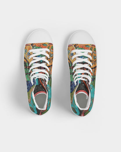 Folk Nature Painting Women's Hightop Canvas Shoe