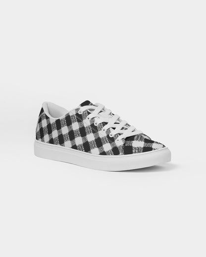 Black and White Houndstooth Men's Faux-Leather Sneaker