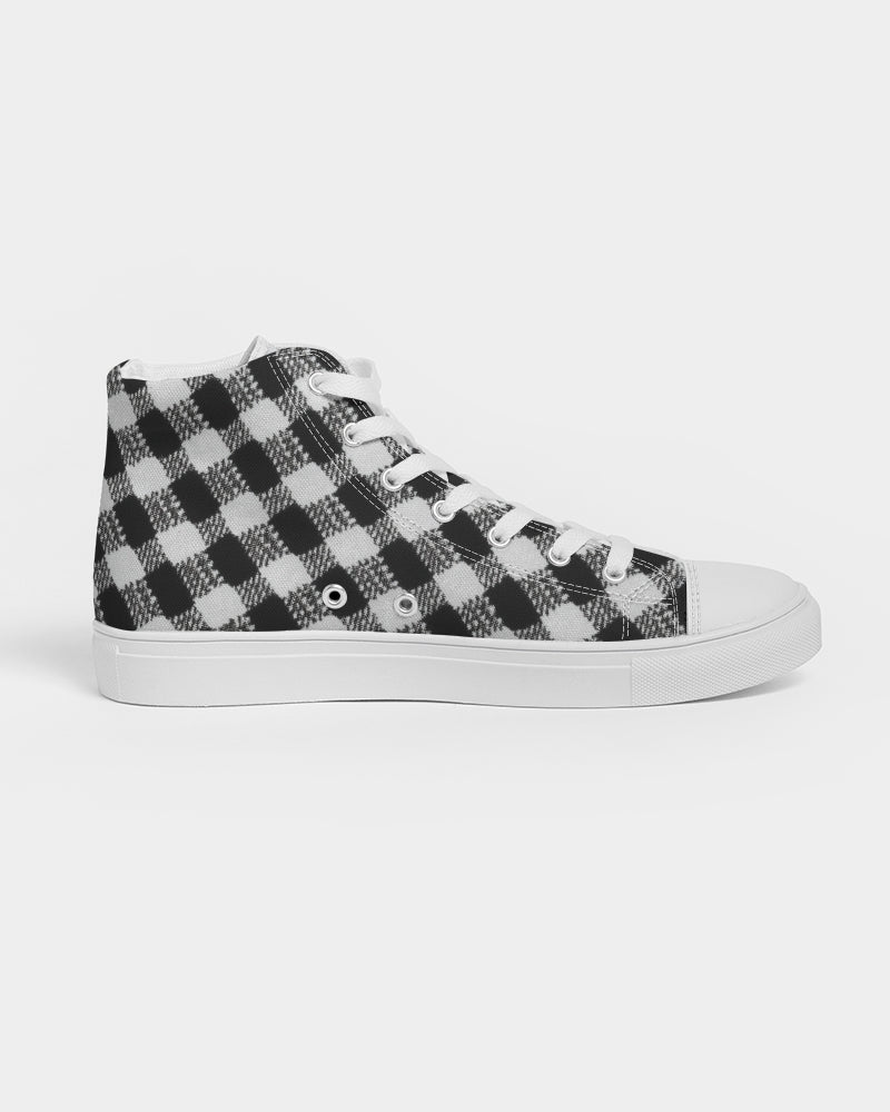 Black and White Houndstooth Women's Hightop Canvas Shoe