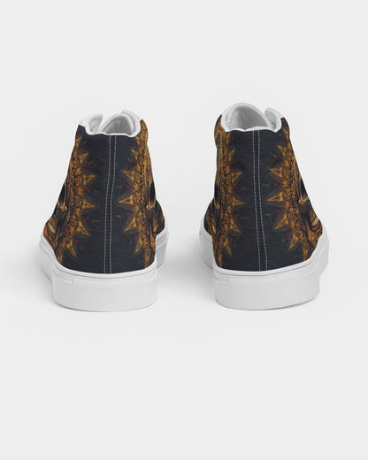 Intricate Mandala Skull Men's Hightop Canvas Shoe