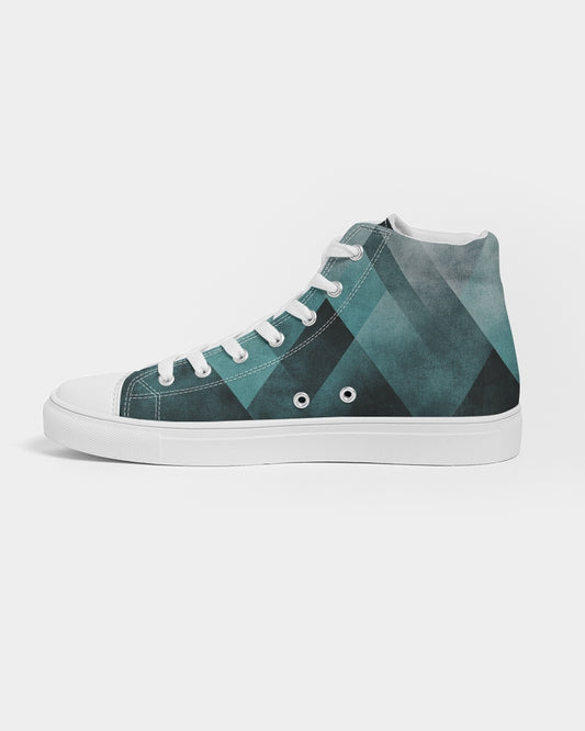 Teal Geometric Women's Hightop Canvas Shoe