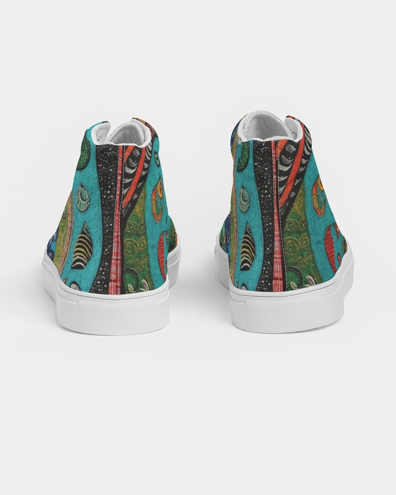 Folk Nature Painting Women's Hightop Canvas Shoe