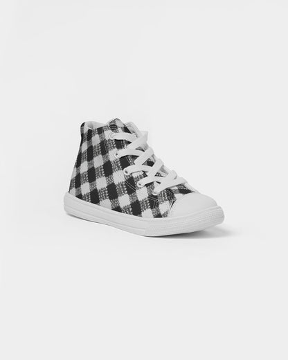 Black and White Houndstooth Kids Hightop Canvas Shoe