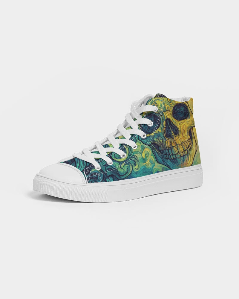 Van Gogh Painting Skull Women's Hightop Canvas Shoe