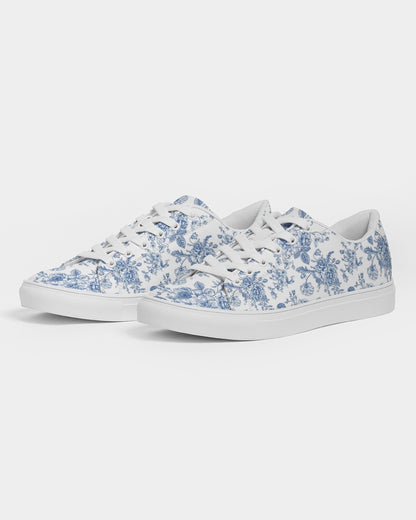 SKY Blue flowers Women's Faux-Leather Sneaker