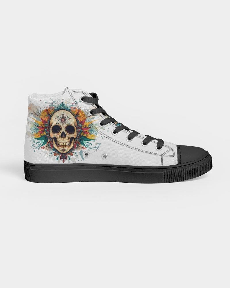 boho skull Men's Hightop Canvas Shoe - Black