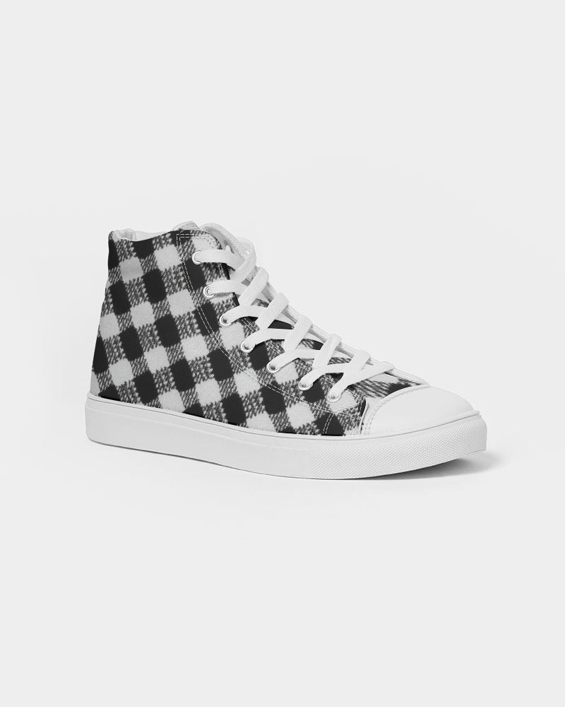 Black and White Houndstooth Women's Hightop Canvas Shoe