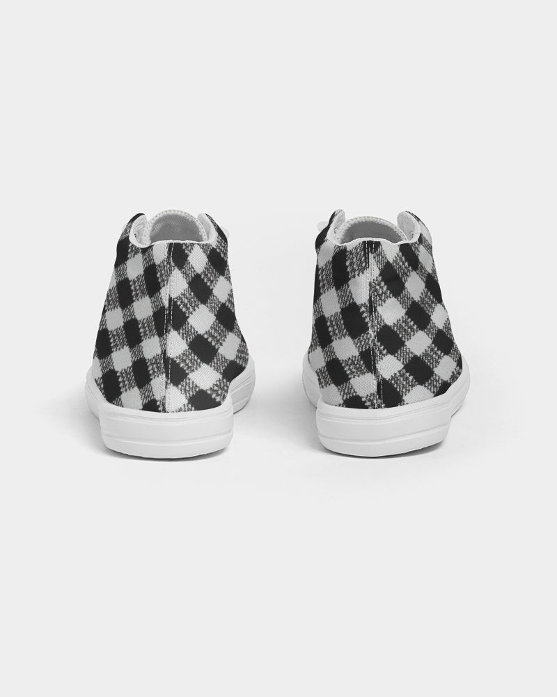 Black and White Houndstooth Kids Hightop Canvas Shoe